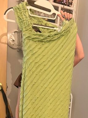 Lulu's  Light Lime Ruffled Chiffon Maxi Dress